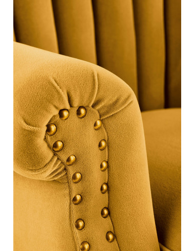 TITAN Fotel z Ozdobnymi Guzikami Velvet Musztardowy - Wyrazisty Design