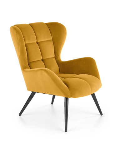TYRION Fotel USZAK Velvet Musztardowy - Nowoczesność i Wyrazistość