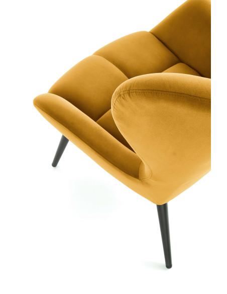 TYRION Fotel USZAK Velvet Musztardowy - Nowoczesność i Wyrazistość