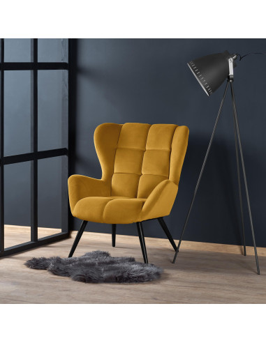 TYRION Fotel USZAK Velvet Musztardowy - Nowoczesność i Wyrazistość