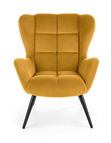 TYRION Fotel USZAK Velvet Musztardowy - Nowoczesność i Wyrazistość
