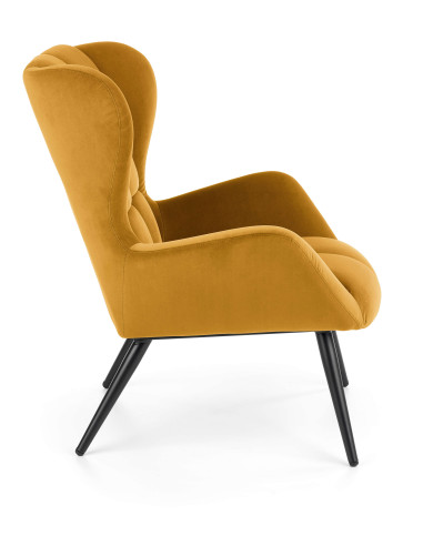 TYRION Fotel USZAK Velvet Musztardowy - Nowoczesność i Wyrazistość