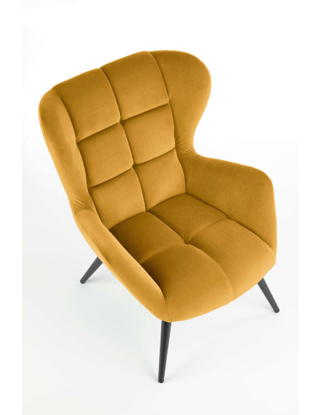 TYRION Fotel USZAK Velvet Musztardowy - Nowoczesność i Wyrazistość