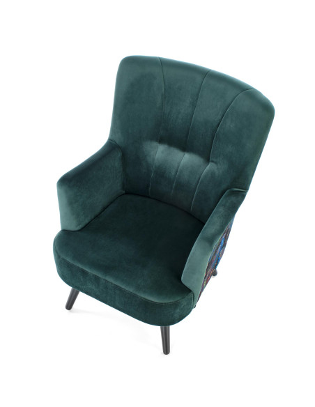 PAGONI Fotel Velvet Ciemny Zielony BLUVEL 78 - Elegancki i Wzorzysty