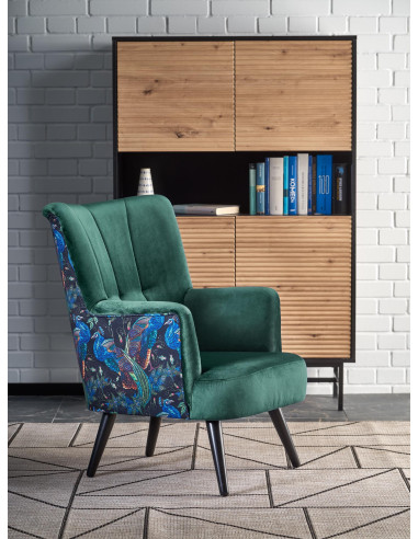 PAGONI Fotel Velvet Ciemny Zielony BLUVEL 78 - Elegancki i Wzorzysty