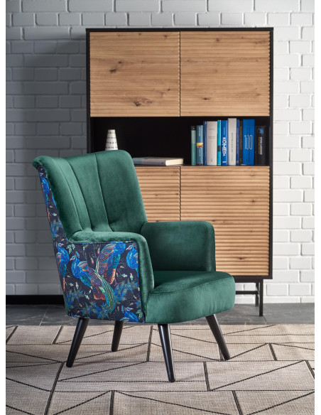 PAGONI Fotel Velvet Ciemny Zielony BLUVEL 78 - Elegancki i Wzorzysty