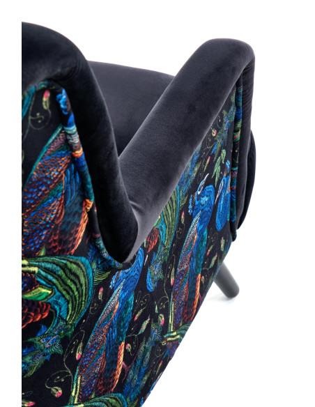 PAGONI Fotel Velvet Czarny BLUVEL 19 - Wzorzystość w Nowoczesnym Wydaniu