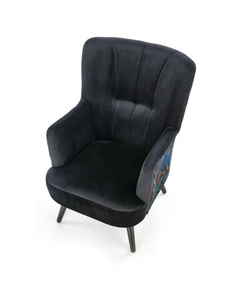 PAGONI Fotel Velvet Czarny BLUVEL 19 - Wzorzystość w Nowoczesnym Wydaniu