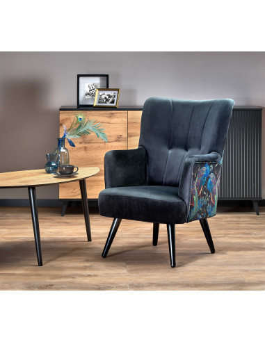 PAGONI Fotel Velvet Czarny BLUVEL 19 - Wzorzystość w Nowoczesnym Wydaniu