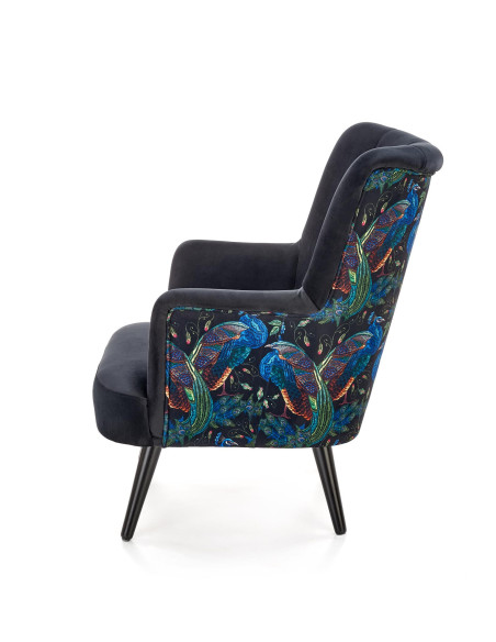 PAGONI Fotel Velvet Czarny BLUVEL 19 - Wzorzystość w Nowoczesnym Wydaniu