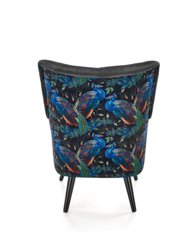 PAGONI Fotel Velvet Czarny BLUVEL 19 - Wzorzystość w Nowoczesnym Wydaniu