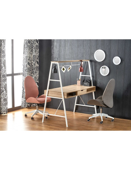 B48 Biurko Dwustanowiskowe Dąb Sonoma/Biały 139x60cm- Solidna Przestrzeń