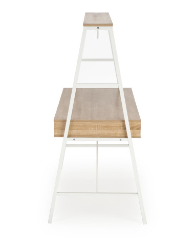 B48 Biurko Dwustanowiskowe Dąb Sonoma/Biały 139x60cm- Solidna Przestrzeń