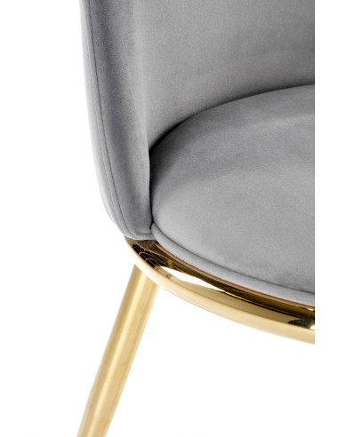 K460 Krzesło Popiel Velvet ze Złotym Stelażem - Nowoczesność i Minimalizm