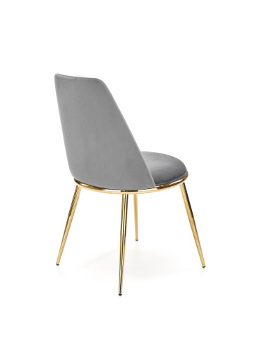 K460 Krzesło Popiel Velvet ze Złotym Stelażem - Nowoczesność i Minimalizm