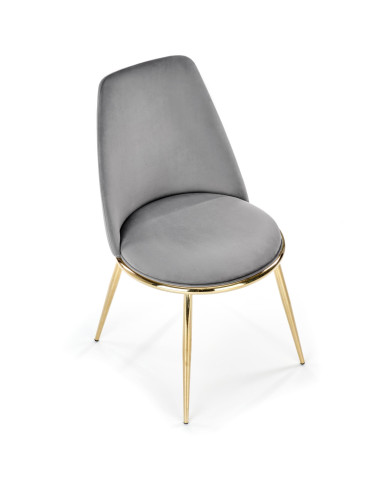 K460 Krzesło Popiel Velvet ze Złotym Stelażem - Nowoczesność i Minimalizm