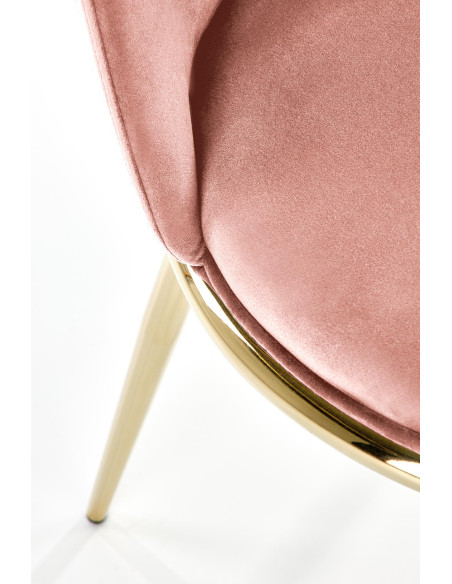 K460 Krzesło Różowy Velvet ze Złotym Stelażem - Słodki Akcent Dekoracyjny