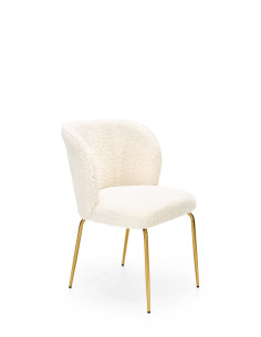 K474 Krzesło Boucle Kremowy - Glamour ze Złotymi Nogami, Styl i Elegancja