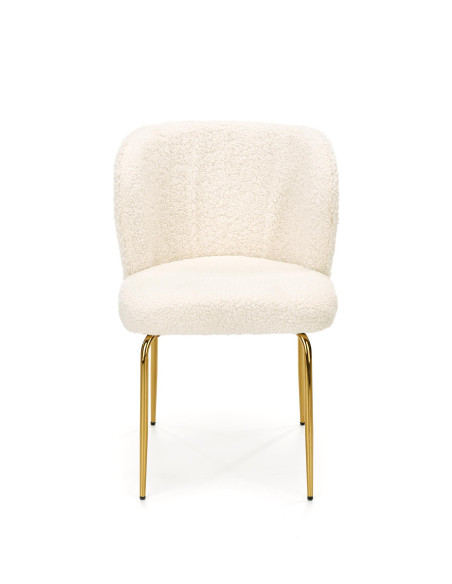 K474 Krzesło Boucle Kremowy - Glamour ze Złotymi Nogami, Styl i Elegancja