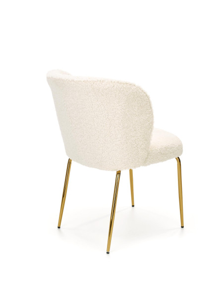 K474 Krzesło Boucle Kremowy - Glamour ze Złotymi Nogami, Styl i Elegancja