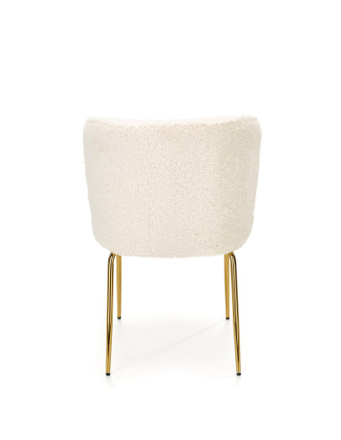 K474 Krzesło Boucle Kremowy - Glamour ze Złotymi Nogami, Styl i Elegancja