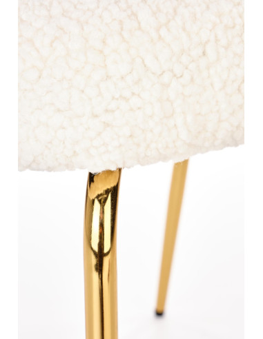 K474 Krzesło Boucle Kremowy - Glamour ze Złotymi Nogami, Styl i Elegancja