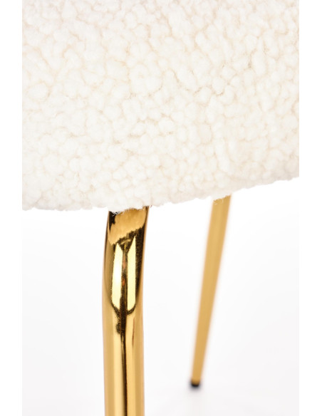 K474 Krzesło Boucle Kremowy - Glamour ze Złotymi Nogami, Styl i Elegancja