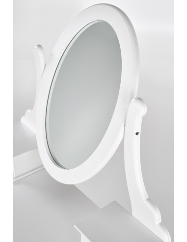 SARA Konsolka Biała z Lustrem, Szufladami oraz Siedziskiem - Funkcjonalne