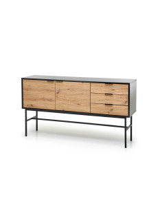 MURANO KM-1 Komoda Dąb Artisan/Czarny 160x86cm - Przestrzeń i Styl