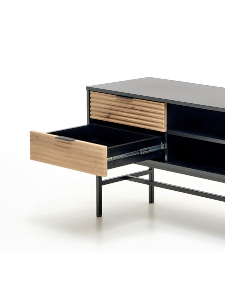 MURANO Stolik RTV Dąb Artisan/Czarny 150x61cm - Stylowy i Praktyczny