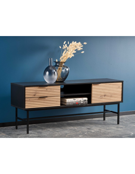 MURANO Stolik RTV Dąb Artisan/Czarny 150x61cm - Stylowy i Praktyczny