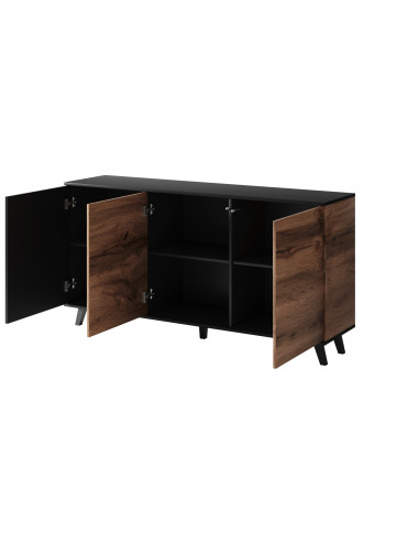 RANDOM KM-1 Komoda Dąb Wotan/Czarny 160x82cm - Nowoczesne Przechowywanie