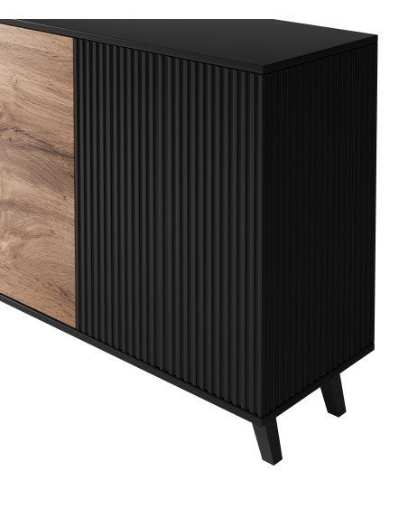 RANDOM KM-1 Komoda Dąb Wotan/Czarny 160x82cm - Nowoczesne Przechowywanie