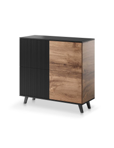 RANDOM KM-2 Komoda Dąb Wotan/Czarny 100x95cm - Przestrzeń i Styl