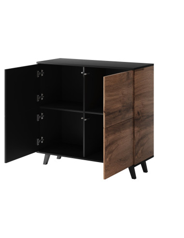 RANDOM KM-2 Komoda Dąb Wotan/Czarny 100x95cm - Przestrzeń i Styl