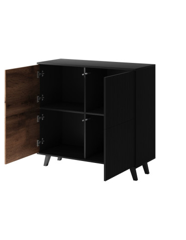 RANDOM KM-2 Komoda Dąb Wotan/Czarny 100x95cm - Przestrzeń i Styl