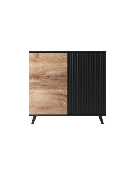 RANDOM KM-2 Komoda Dąb Wotan/Czarny 100x95cm - Przestrzeń i Styl
