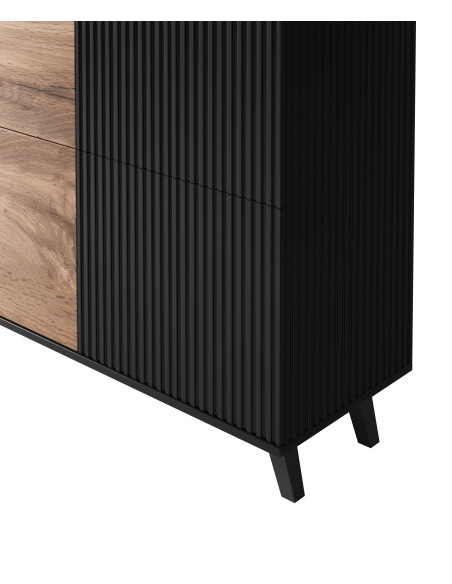 RANDOM KM-2 Komoda Dąb Wotan/Czarny 100x95cm - Przestrzeń i Styl