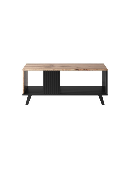 RANDOM Ława Dąb Wotan/Czarny 92x40cm - Minimalistyczna Elegancja