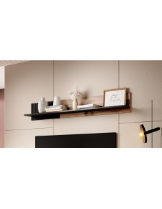 RANDOM P-1 Półka Wisząca Dąb Wotan/Czarny 150x25cm - Dekoracyjna 2