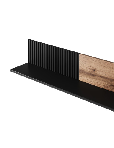 RANDOM P-1 Półka Wisząca Dąb Wotan/Czarny 150x25cm - Dekoracyjna