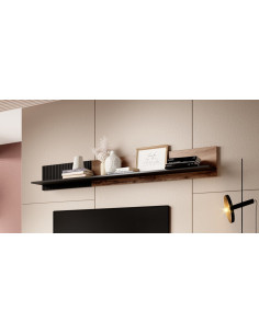 RANDOM P-2 Półka Wisząca Dąb Wotan/Czarny 180x25cm - Stylowa Ekspozycja 2