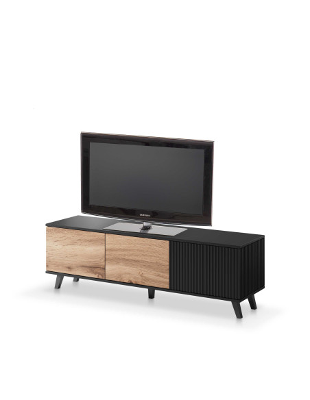 RANDOM Stolik RTV-1 Dąb Wotan/Czarny 150x47cm - Nowoczesność w Salonie