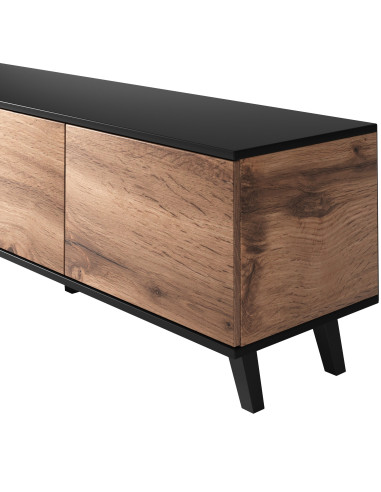 RANDOM Stolik RTV-1 Dąb Wotan/Czarny 150x47cm - Nowoczesność w Salonie