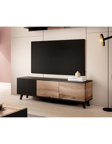 RANDOM Stolik RTV-1 Dąb Wotan/Czarny 150x47cm - Nowoczesność w Salonie