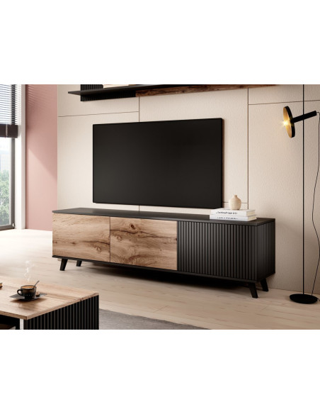 RANDOM RTV-2 stolik RTV dąb wotan/czarny (2p 1szt)