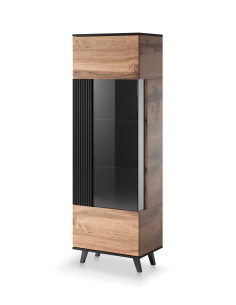 RANDOM Witryna Dąb Wotan/Czarny 60x182cm - Stylowe Przechowywanie z Wizją