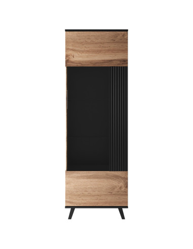 RANDOM Witryna Dąb Wotan/Czarny 60x182cm - Stylowe Przechowywanie z Wizją