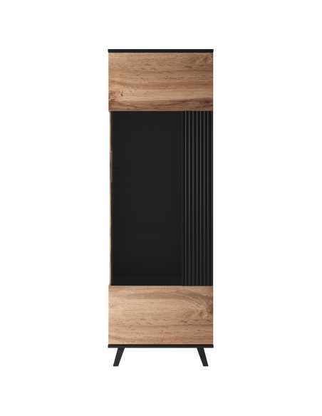 RANDOM Witryna Dąb Wotan/Czarny 60x182cm - Stylowe Przechowywanie z Wizją