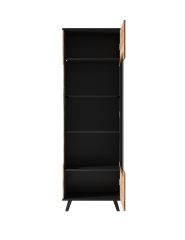 RANDOM Witryna Dąb Wotan/Czarny 60x182cm - Stylowe Przechowywanie z Wizją